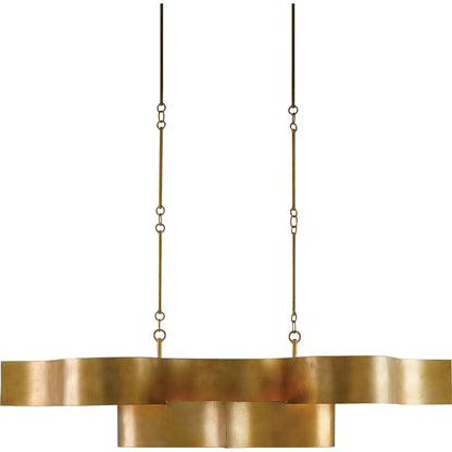 Grand Lotus Oval Chandelier by Currey and Company. Made from wrought iron in a modern style.