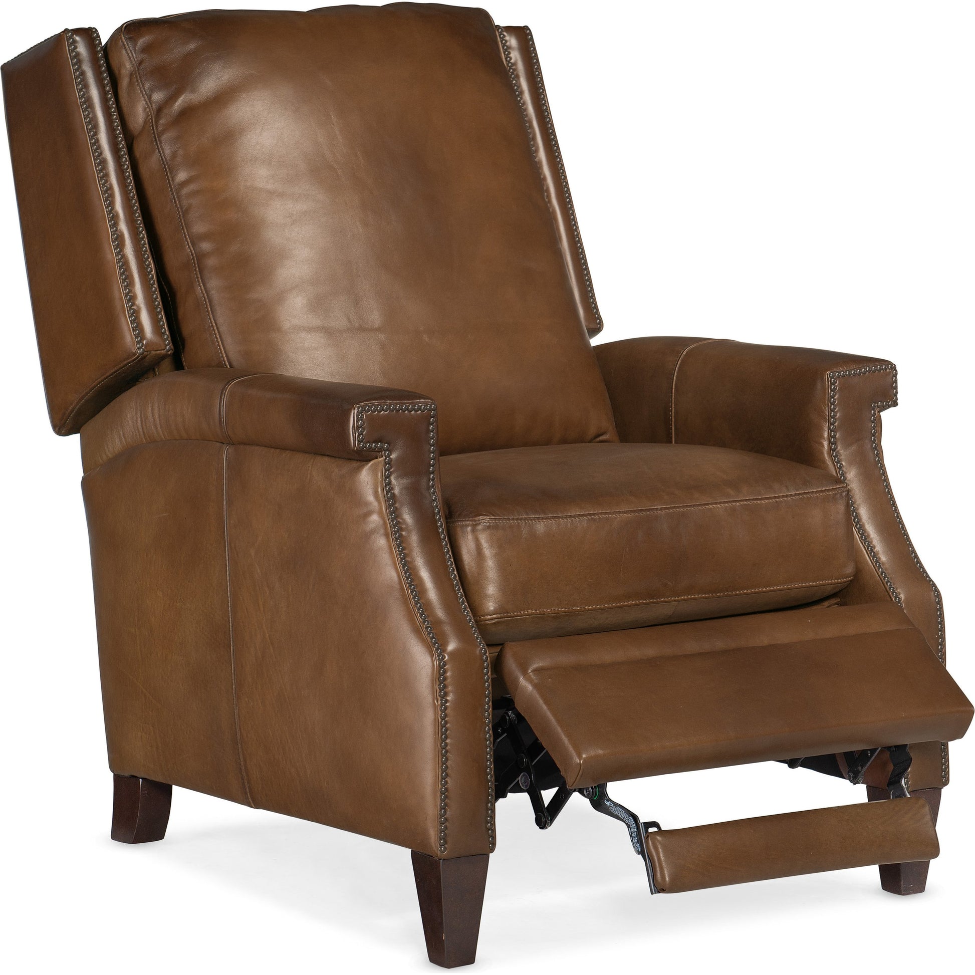 Collin Manual Push Back Recliner by Hooker Furniture in checkmate pawn. Made from leather in a traditional style.