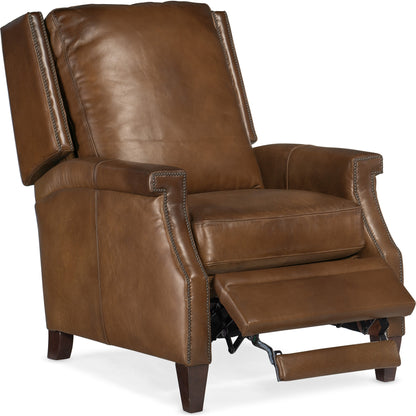Collin Manual Push Back Recliner by Hooker Furniture in checkmate pawn. Made from leather in a traditional style.