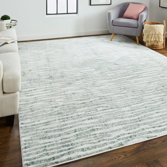 Atwell Transitional Rug - 3218F by Feizy in gray, green, ivory. Made from polypropylene in a unique style.