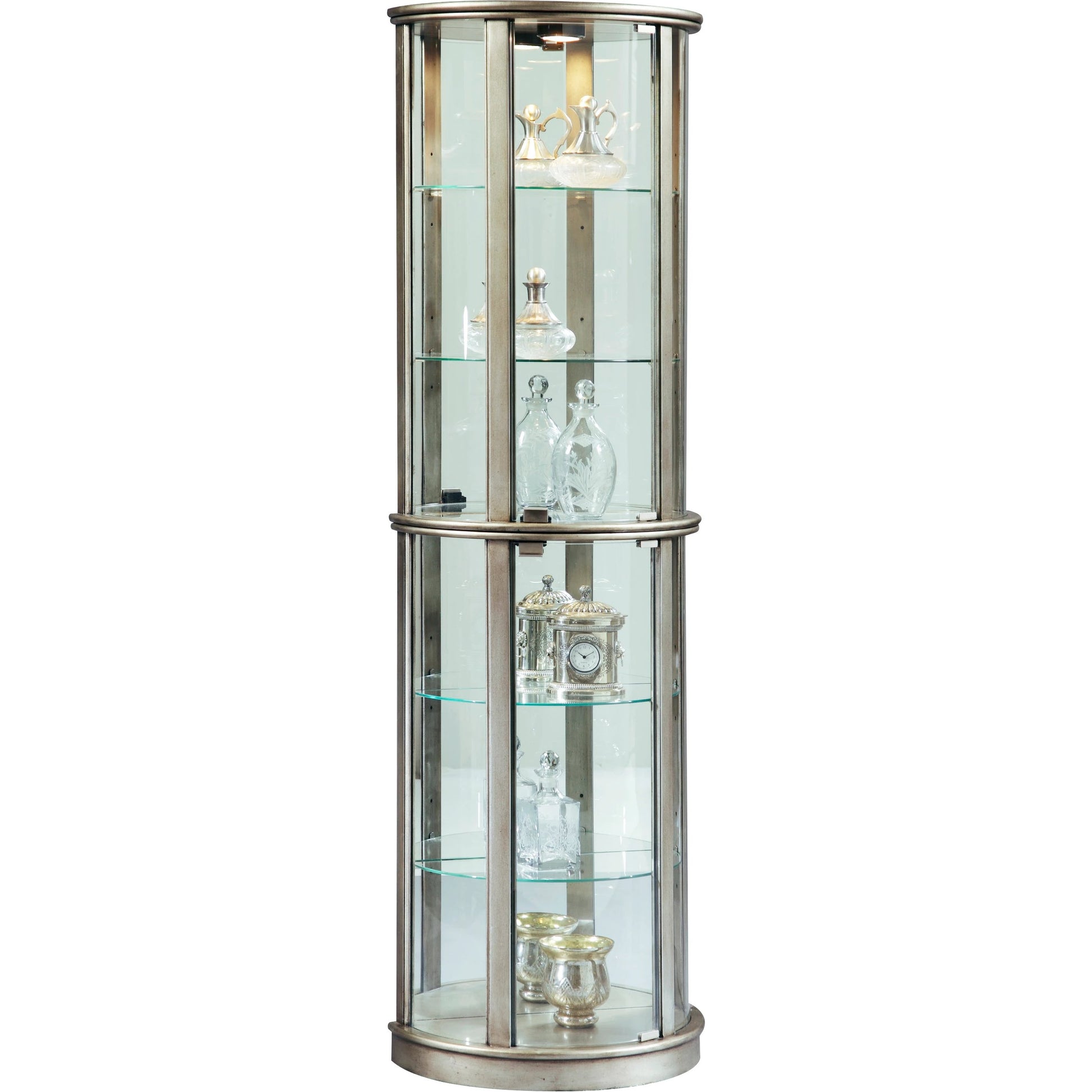 Glass Door Curio by Pulaski Furniture in platinum. Made from select hardwoods in a modern style.