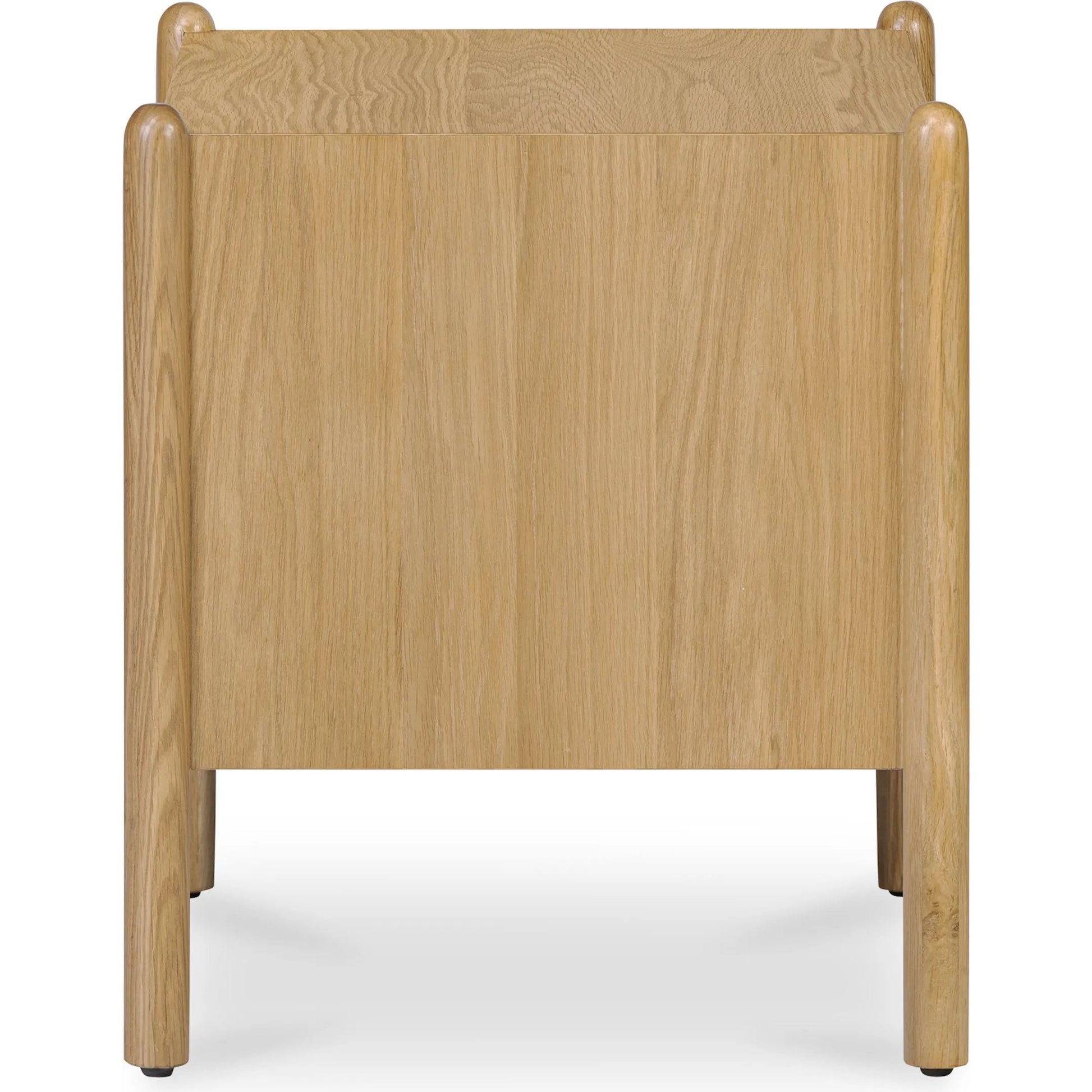 Billy Nightstand by Moe's Home Collection in natural oak. Made from oak veneer over mdf frame, solid oak leg, handle, plywood drawer in a transitional style.