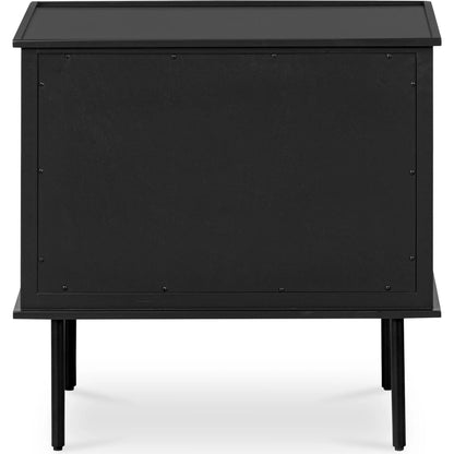 Reagan Nightstand by Moe's Home Collection. Made from mdf, acacia top, mdf sides, drawer, iron leg, handle in a traditional style.