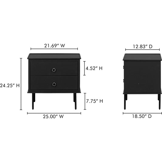 Reagan Nightstand by Moe's Home Collection. Made from mdf, acacia top, mdf sides, drawer, iron leg, handle in a unique style.