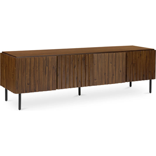 Lincoln Media Cabinet by Moe's Home Collection in brown. Made from solid acacia door, side, acacia veneer over mdf, iron legs in a unique style.