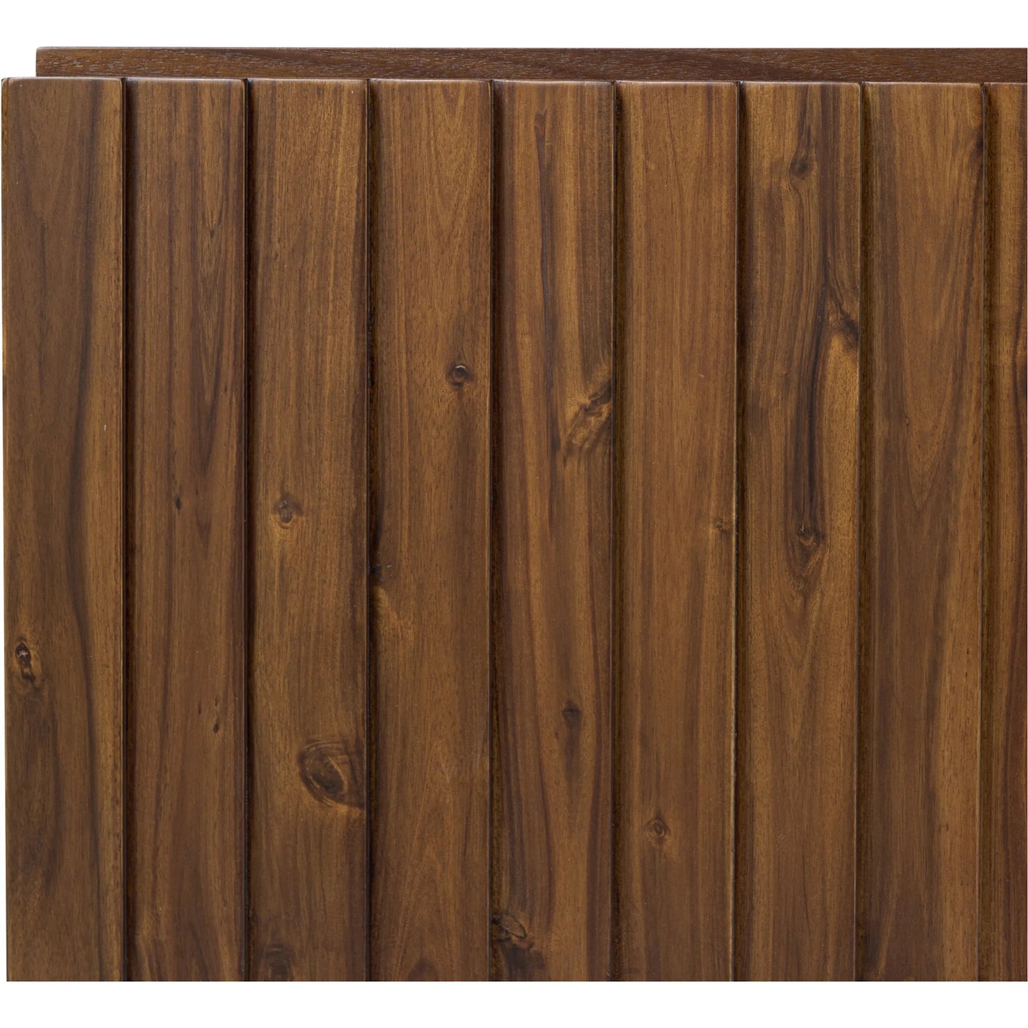 003 SI-2253812 | Closeup | Lincoln Media Cabinet by Moe's Home Collection in brown. Made from solid acacia door, side, acacia veneer over mdf, iron legs in a traditional style.