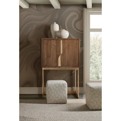 Eleana Bar on Stand by Hooker Furniture in light caramel, sunlit bronze metal. Made from walnut veneers, mirror, metal in a traditional style.