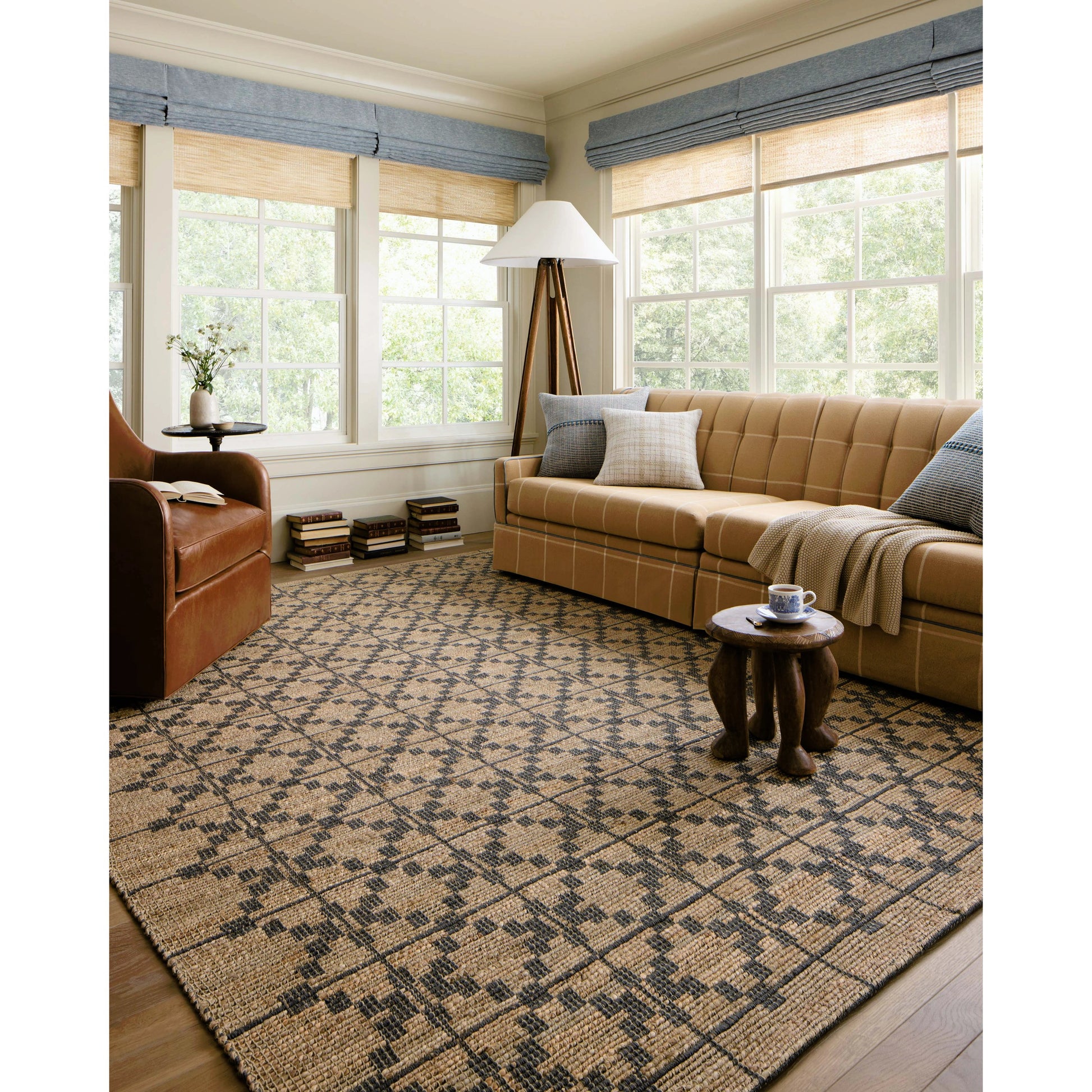 Judy JUD-05 Rug by Chris Loves Julia x Loloi in natural, graphite. Made from 76% jute l 24% cotton in a unique style.