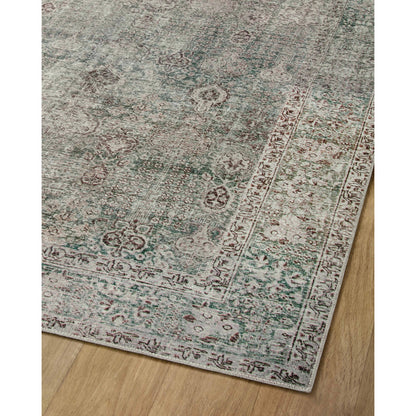 Jules JUL-08 Rug by Chris Loves Julia x Loloi in emerald, antique ivory. Made from 100% polyester in a unique style.