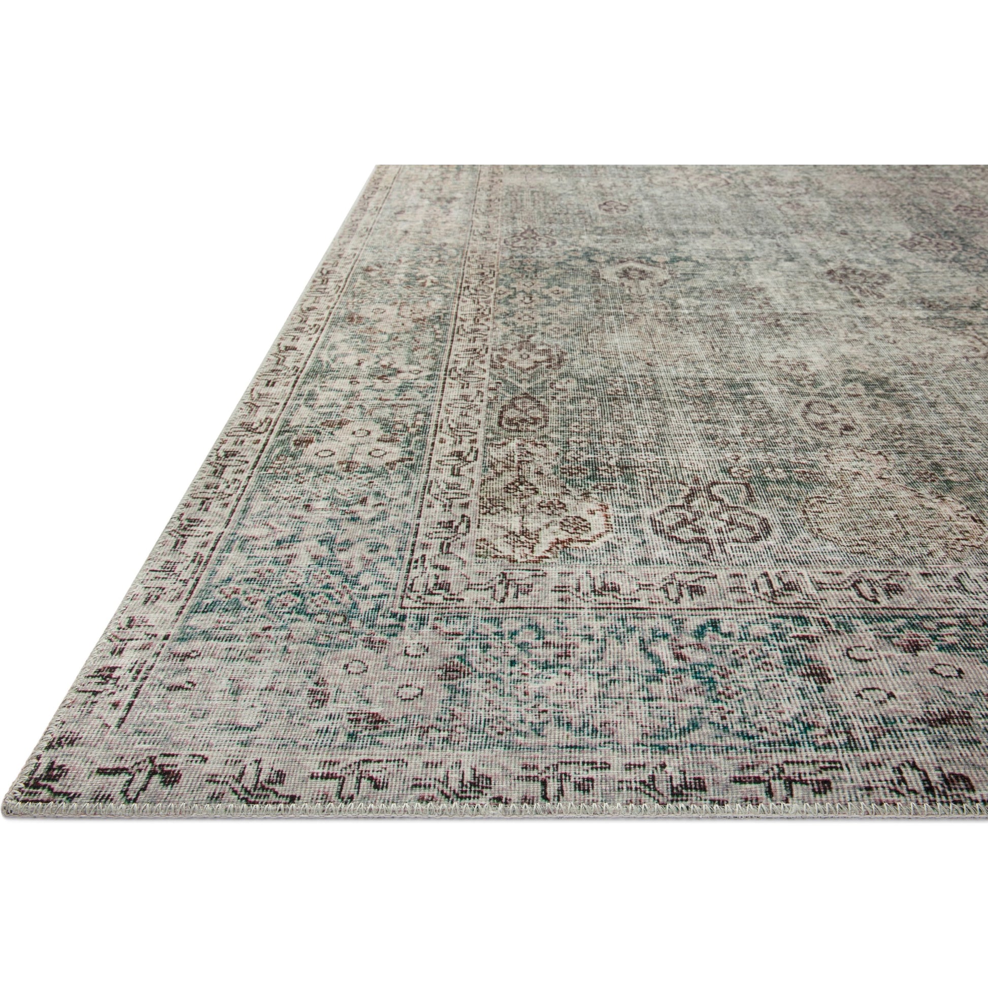 Jules JUL-08 Rug by Chris Loves Julia x Loloi in emerald, antique ivory. Made from 100% polyester in a unique style.