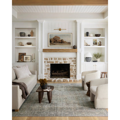 Jules JUL-08 Rug by Chris Loves Julia x Loloi in emerald, antique ivory. Made from 100% polyester in a unique style.