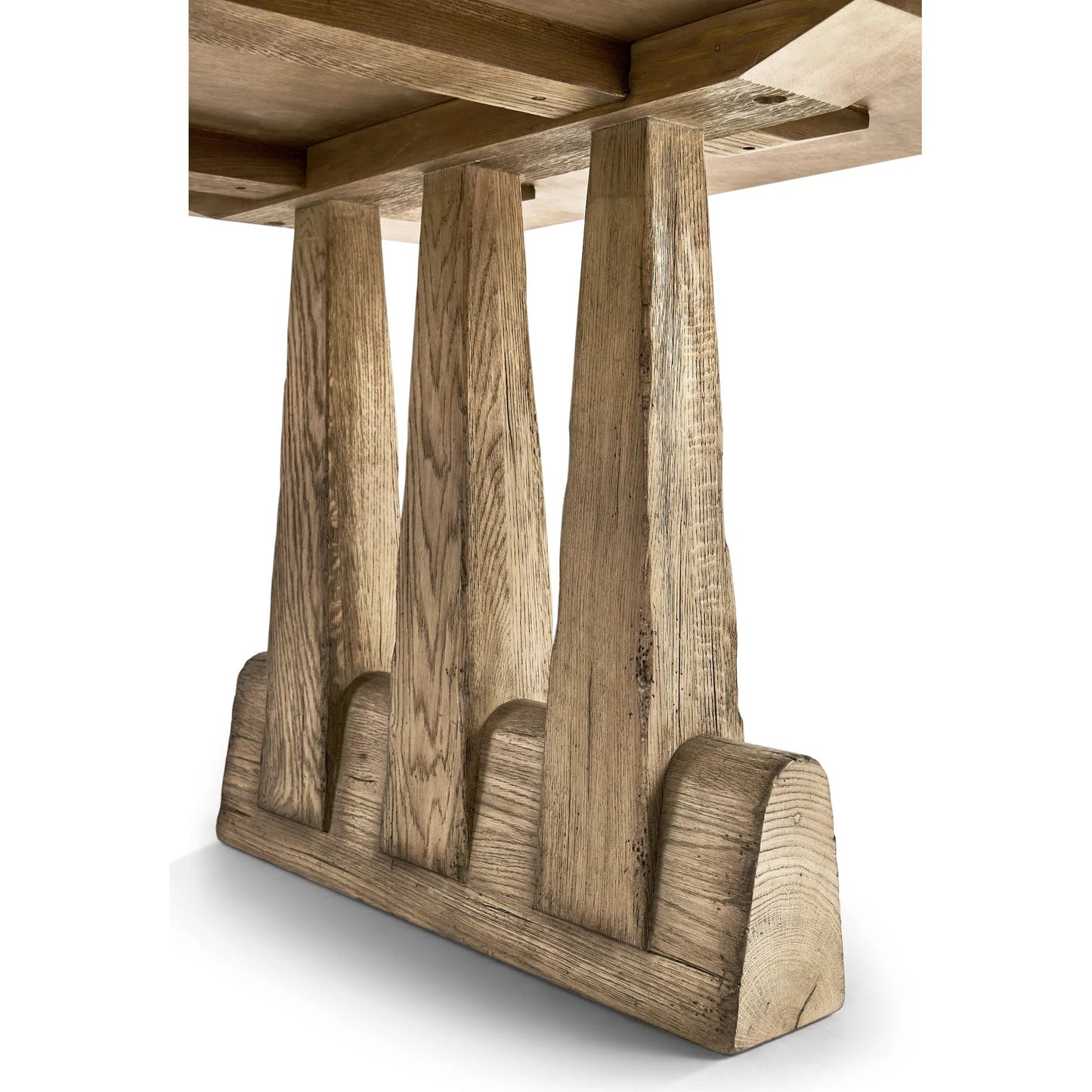 008 SI-2462567 | Closeup | 124" Echo Canyon Rectangular Dining Table by Jonathan Charles in faded oak. Made from oak veneer in a transitional style.