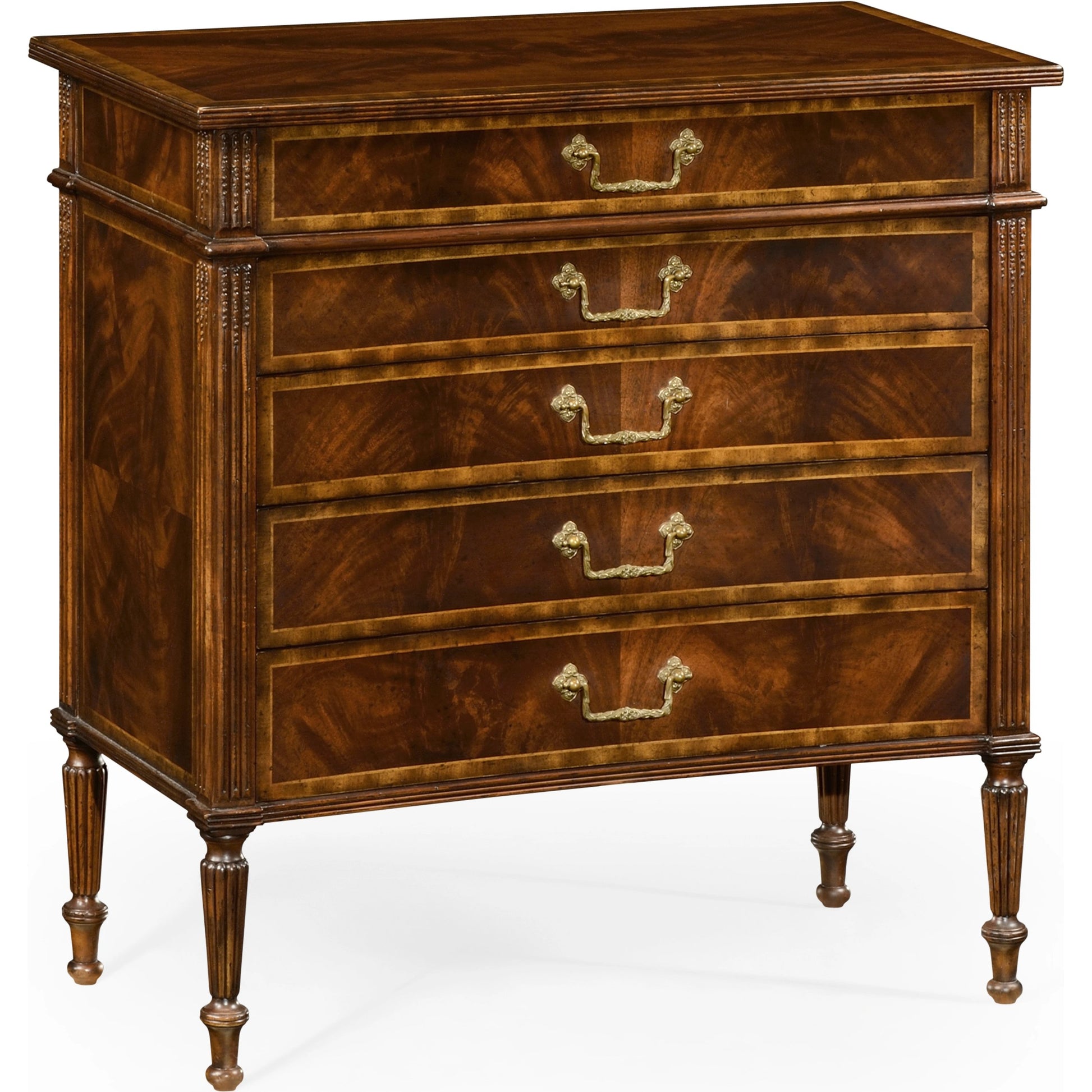 Buckingham Mahogany Chest of Drawers by Jonathan Charles in brown and medium antique mahogany. Made from acacia in a traditional style.