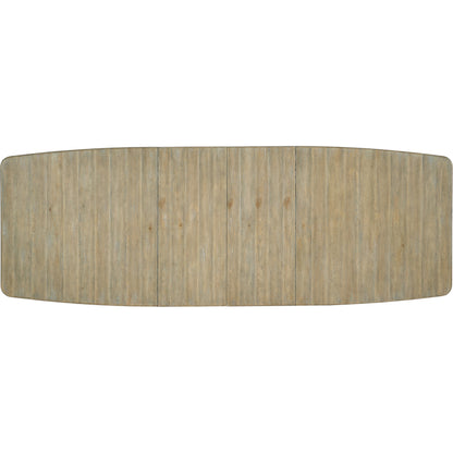Surfrider Dining Table by Hooker Furniture in driftwood. Made from pecan veneers with solid-wood edge top in a transitional style.