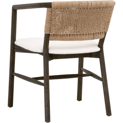 Juxtaposition Accent Chair by Essentials For Living in livesmart peyton-pearl and matte brown oak, jute twine. Made from solid oak wood, plywood, 98% polyester/2% nylon fabric, foam, jute twine in a coastal style.