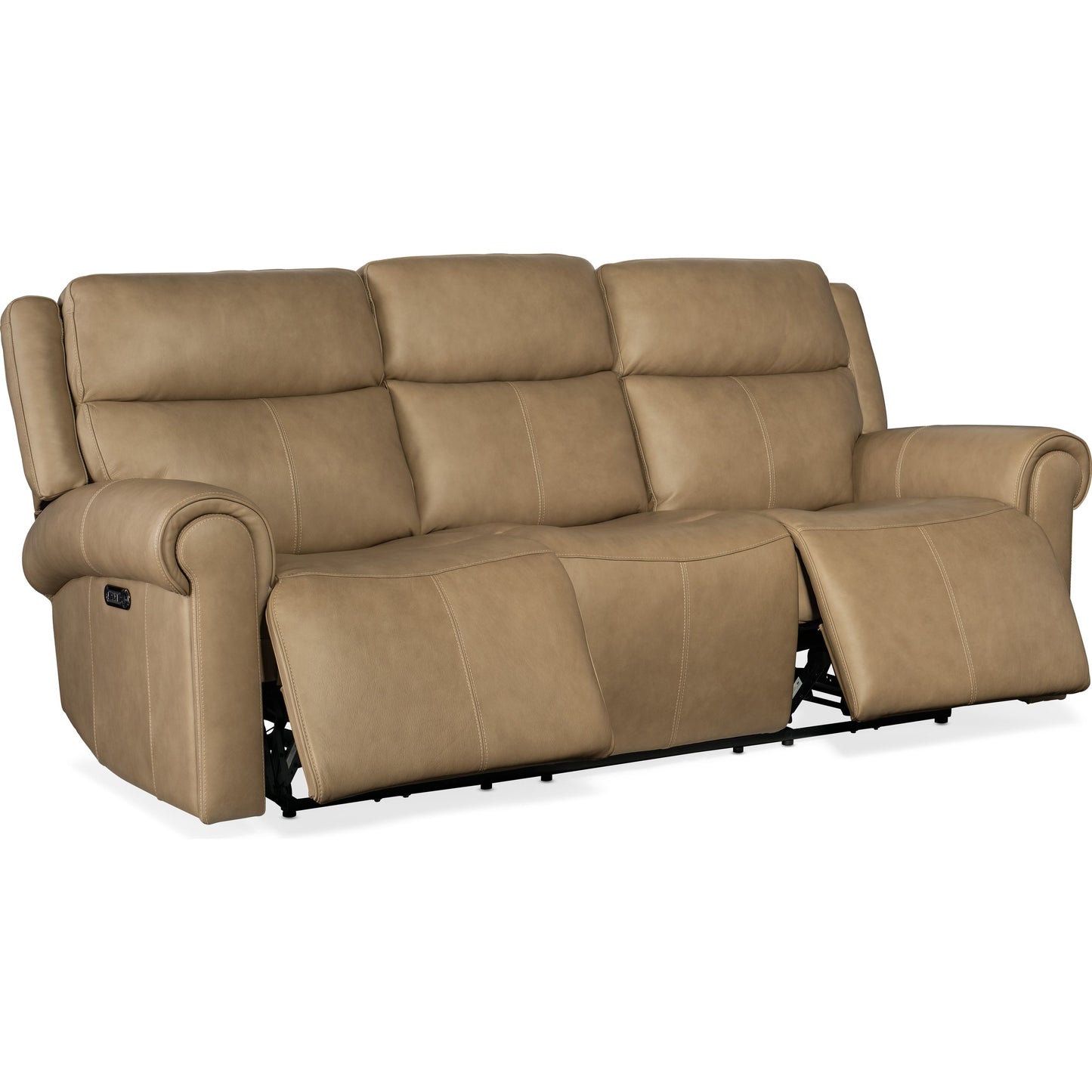 004 SI-1873175 | Additional Silo | Oberon Zero Gravity Power Sofa by Hooker Furniture in caruso sand. Made from leather in a traditional style.