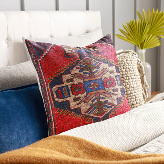 Javed Pillow - 17443 by Surya in red, dark blue, tan, camel, black, olive. Made from 100% polyester, 100% cotton in a eclectic & global style.