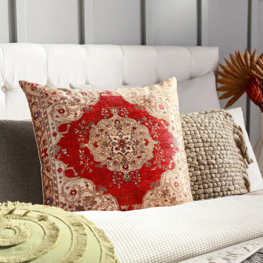 Javed Pillow - 11344 by Surya in light beige, red. Made from 100% polyester, 100% cotton in a eclectic & global style.