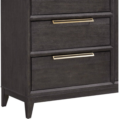 Quincy 5-Drawer Door Chest by Pulaski Furniture in molasses. Made from ash wood veneers in a transitional style.