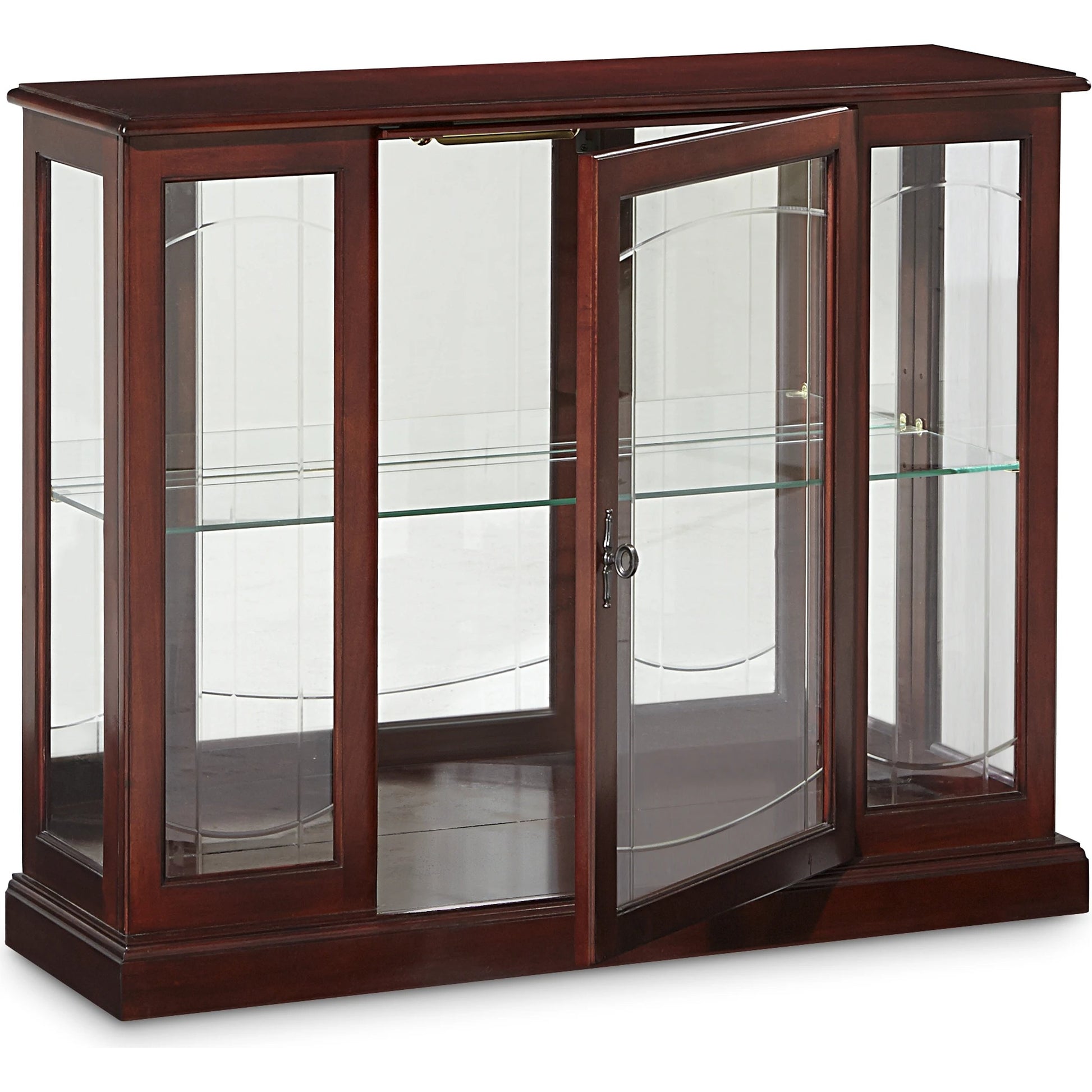 Curio Console by Pulaski Furniture in cherry brown. Made from select hardwoods in a traditional style.