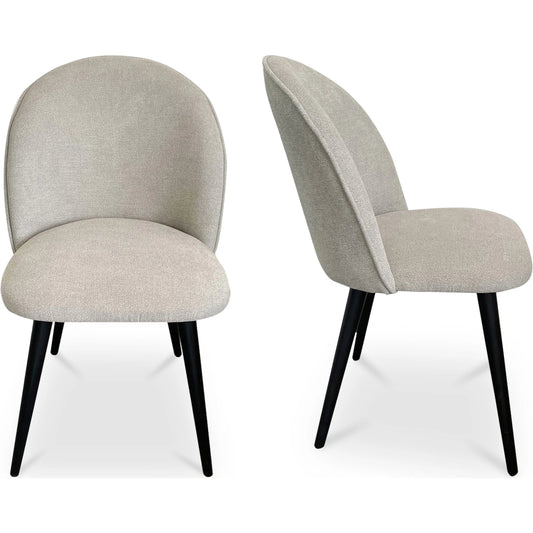 Clarissa Dining Chair (Set of 2) by Moe's Home Collection in light gray. Made from upholstery: 100% polyester, foam, metal legs, plywood in a modern style.