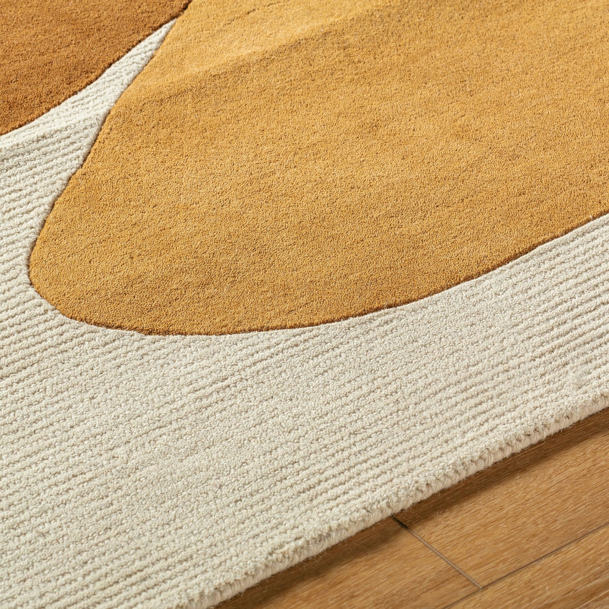 Rossi JWRS-2305 Rug by Livabliss in goldenrod, burnt sienna, taupe, light gray. Made from wool in a unique style.
