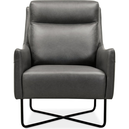 Efron Club Chair by Hooker Furniture in rangers gravel. Made from leather in a traditional style.