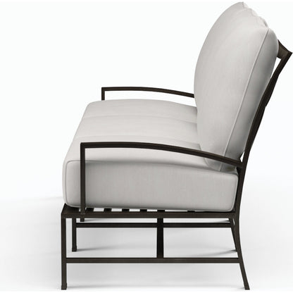La Outdoor Jolla Sofa by Sunset West in espresso. Made from aluminum in a modern style.