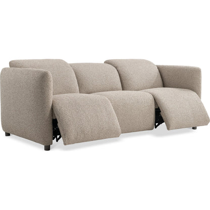 Luc Fabric Power Motion Sofa by Bernhardt in brown. Made from fabric in a transitional style.