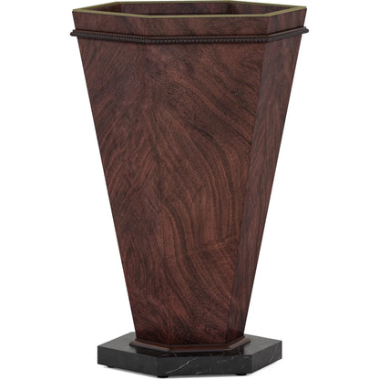 Revival Spot Table by A.R.T. Furniture in brown and napa mahogany. Made from rubberwood solids, quarter mahogany veneer, resin, metal, stone in a traditional style.