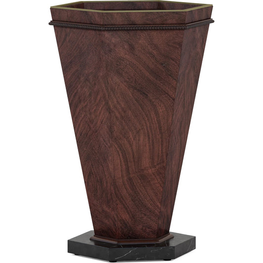 Revival Spot Table by A.R.T. Furniture in brown and napa mahogany. Made from rubberwood solids, quarter mahogany veneer, resin, metal, stone in a unique style.