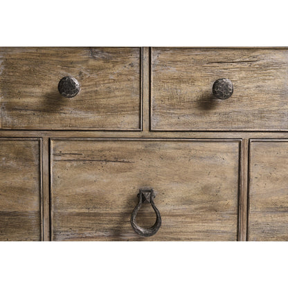 Caldera Dresser by Jonathan Charles in light spain painted walnut. Made from main acacia in a unique style.
