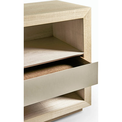 Water Hadal Plinth Nightstand by Jonathan Charles in beige. Made from unique in a transitional style.