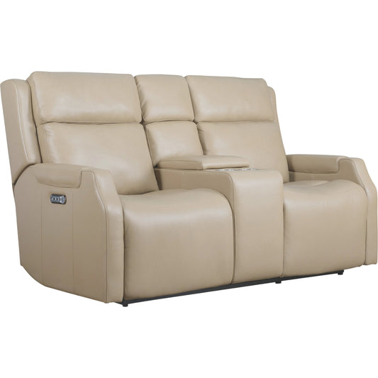 Nelson Zero Gravity Loveseat with Power Headrests and Lumbar by Hooker Furniture. Made from finished top grain leather, leather in a unique style.