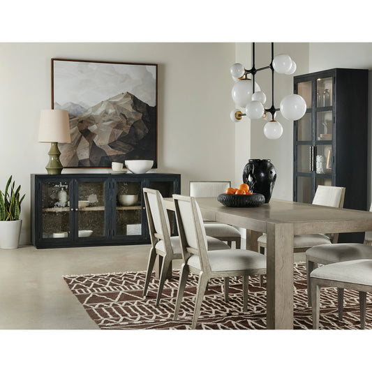 Linville Falls North Fork Dining Table by Hooker Furniture in mink. Made from oak veneers in a modern style.