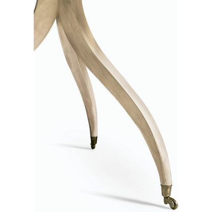 Timeless Solar Spider Leg Pedestal Dining Table by Jonathan Charles in sun bleached cherry. Made from cherry, brass in a modern style.