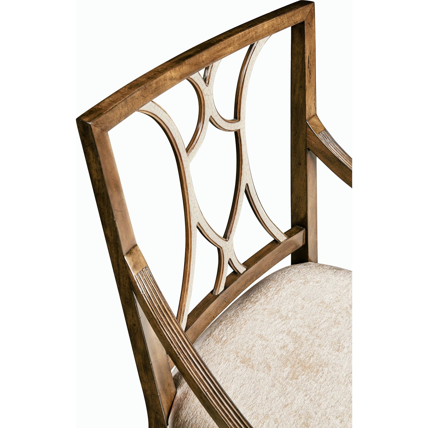 005 SI-2186341 | Closeup | Osborne Arm Chair (Set of 2) by Jonathan Charles in brown and medium brown mahogany. Made from mahogany, foam, fabric, eggshell in a modern style.