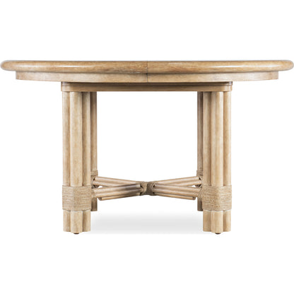 Retreat Pole Rattan Round Dining Table by Hooker Furniture. Made from oak veneers, rope, solid-wood edged top in a cottage & farmhouse style.