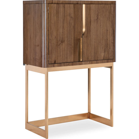 001 SI-2458558 | Primary Silo | Eleana Bar on Stand by Hooker Furniture in light caramel, sunlit bronze metal. Made from walnut veneers, mirror, metal in a traditional style.