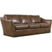 Fairfax Stationary Sofa by Hooker Furniture in dark wood. Made from leather in a traditional style.