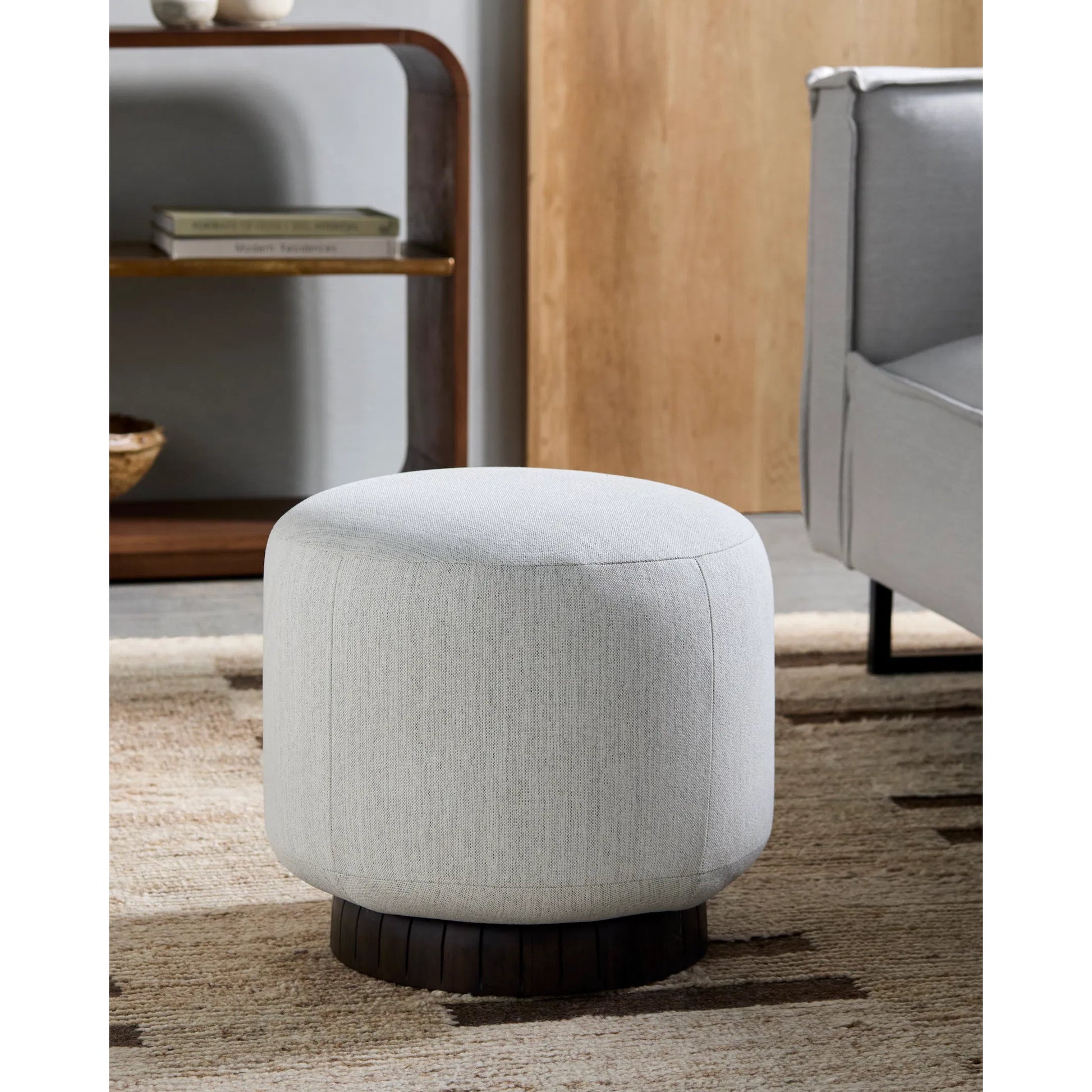 Jayde Ottoman - 528989 by Surya in brushed. Made from polyester, acacia, polyurethane foam in a modern style.