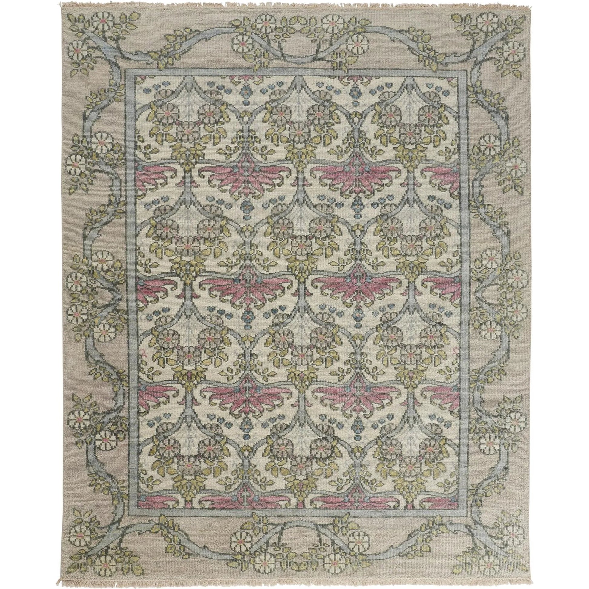 Beall Traditional & Botanical Rug - 6714F by Feizy in ivory, pink, green. Made from wool in a unique style.