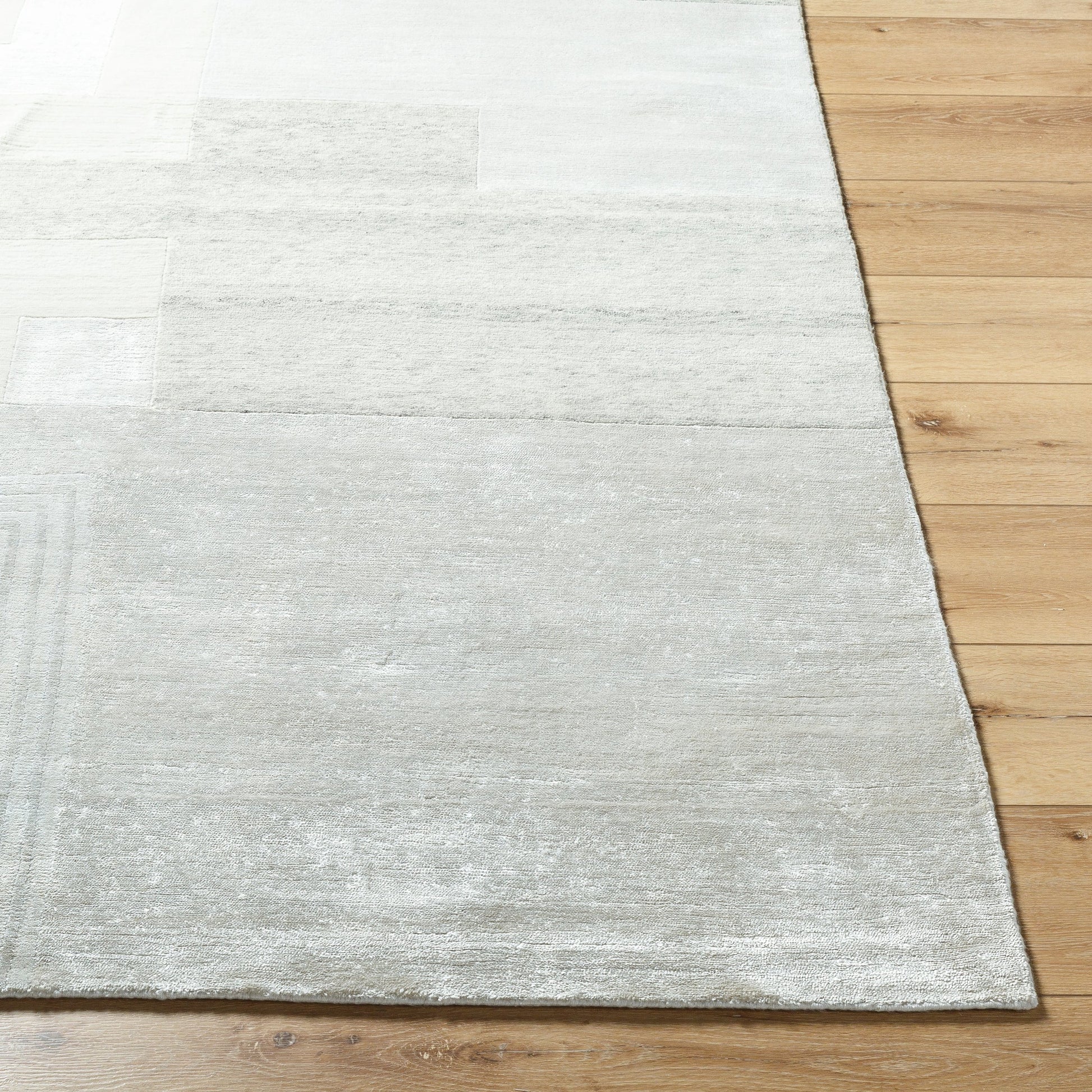 Jaylin JYL-2302 Rug by Surya in ivory, pearl, silver, ash, frost. Made from face: 60% wool, 40% tencel, warp: 100% wool in a unique style.