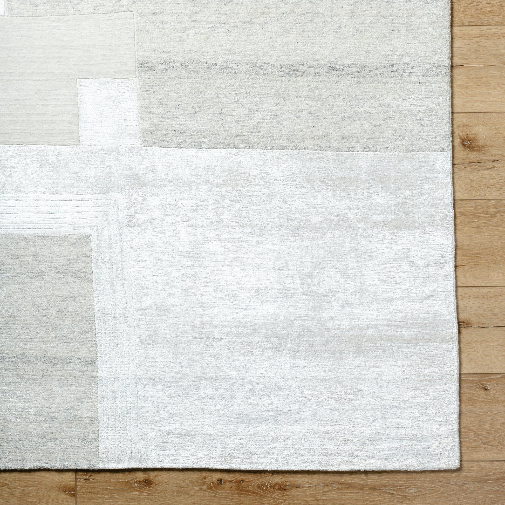 Jaylin JYL-2302 Rug by Surya in ivory, pearl, silver, ash, frost. Made from face: 60% wool, 40% tencel, warp: 100% wool in a unique style.