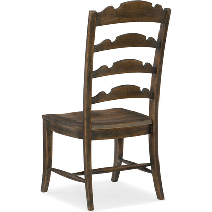 Hill Country Twin Sisters Ladderback Side Chair (Set of 2) by Hooker Furniture in anthracite black. Made from white oak veneers in a traditional style.
