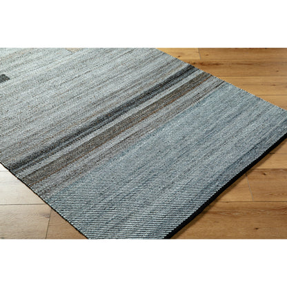 Jocelyn JYN-2301 Indoor/Outdoor Rug by Livabliss in slate gray, charcoal, sandstone, steel blue, taupe. Made from recycled pet yarn in a unique style.