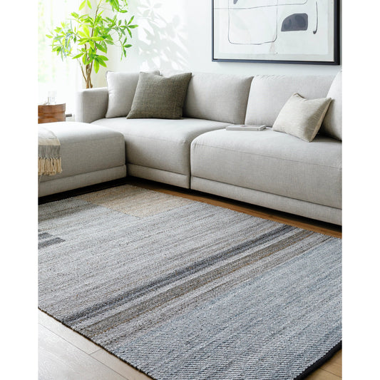 Jocelyn Rug - 484373 by Livabliss in grey, metallic - silver, slate, sage, charcoal. Made from recycled pet yarn in a unique style.