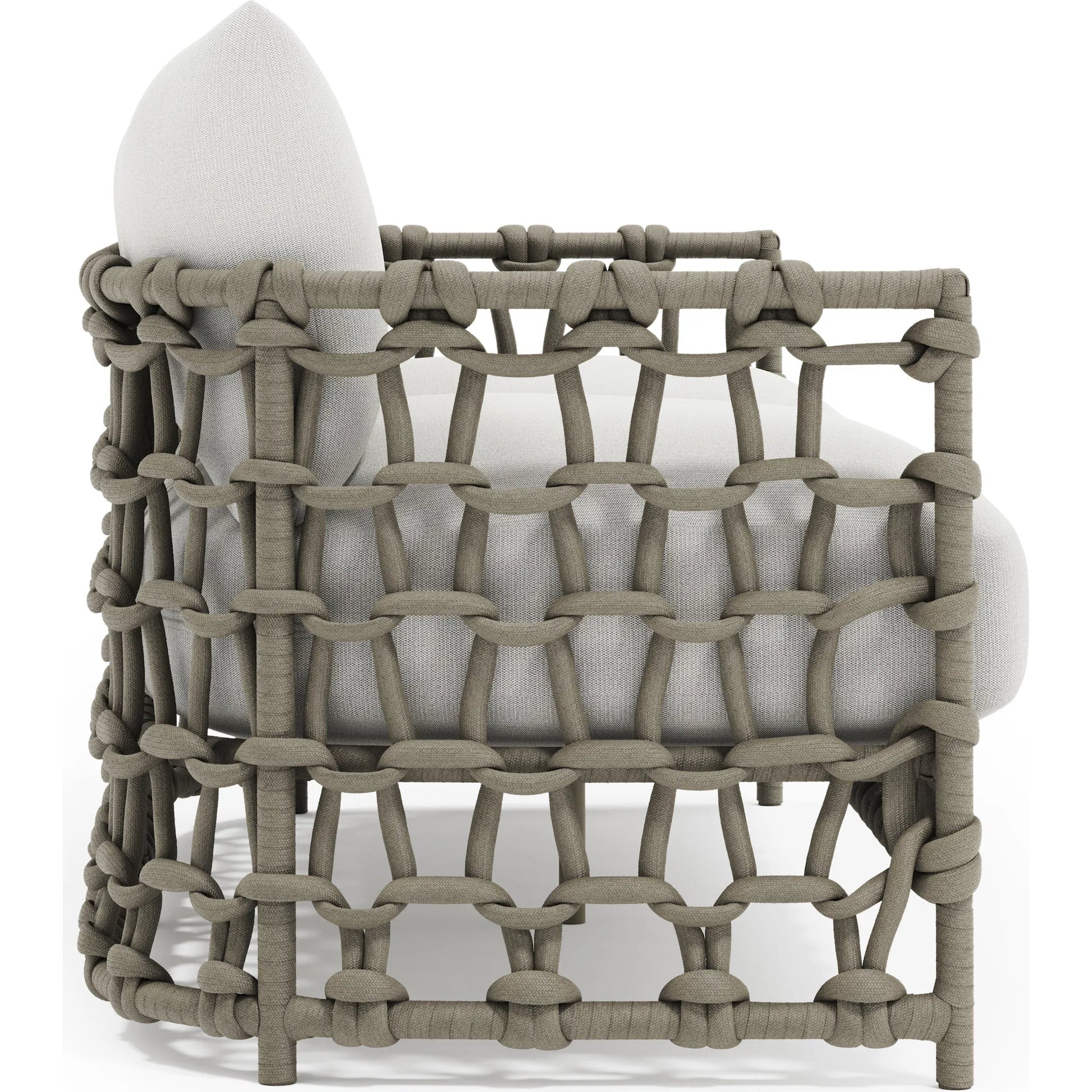 Nodi Outdoor Sofa by Bernhardt in white. Made from fabric in a unique style.