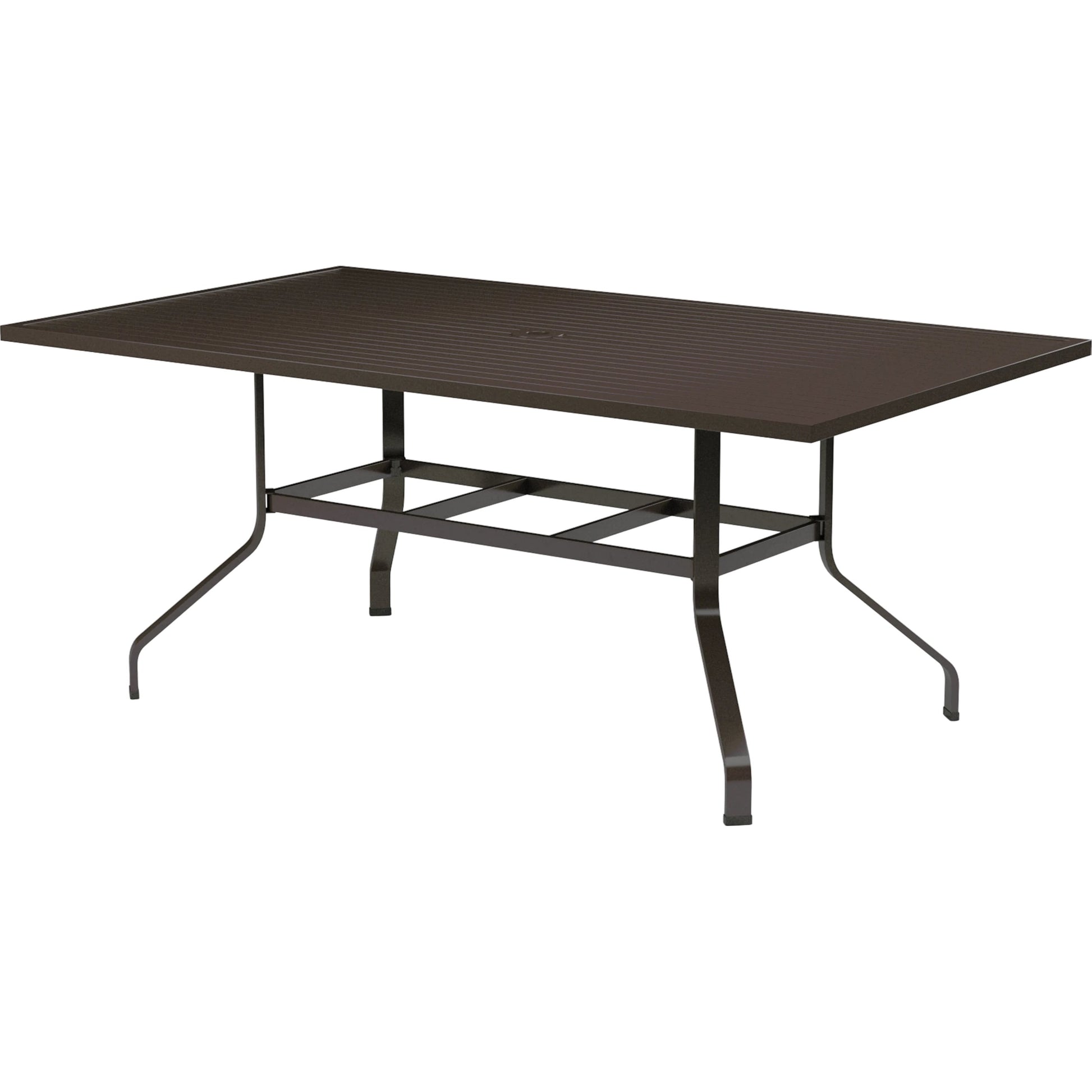 La Outdoor Jolla 72" Rectangular Dining Table by Sunset West in espresso. Made from aluminum in a modern style.