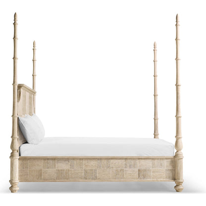 Bywater Poster Bed by Jonathan Charles in beige and washed acacia. Made from oak, beech in a transitional style.